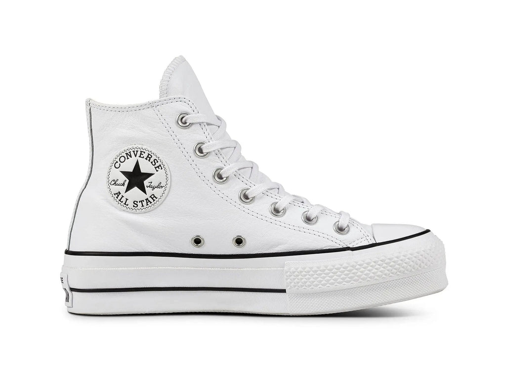 Zapatilla Converse Chuck Taylor Plataforma Cuero Hi Mujer Blanco