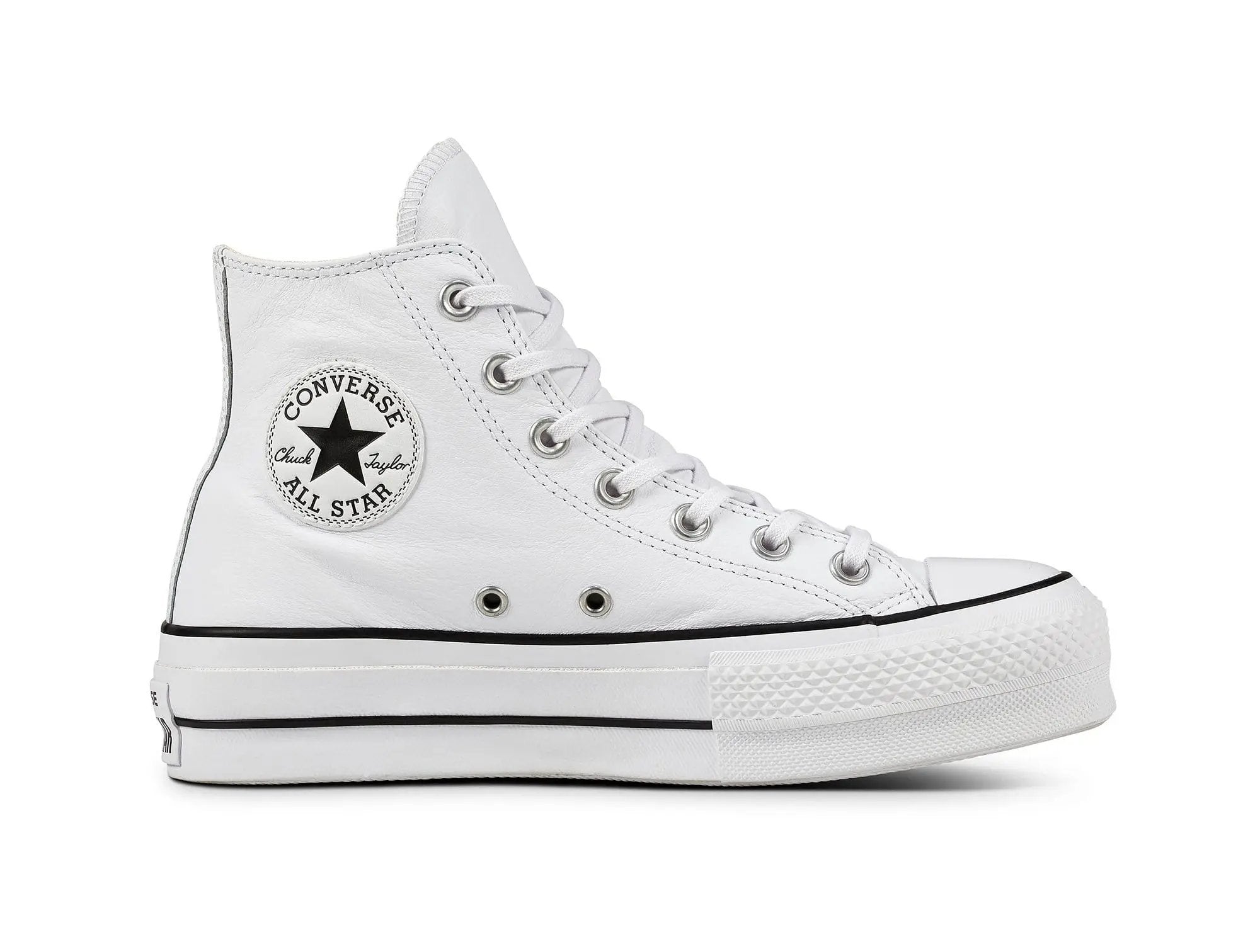 Zapatilla Converse Chuck Taylor Plataforma Cuero Hi Mujer Blanco